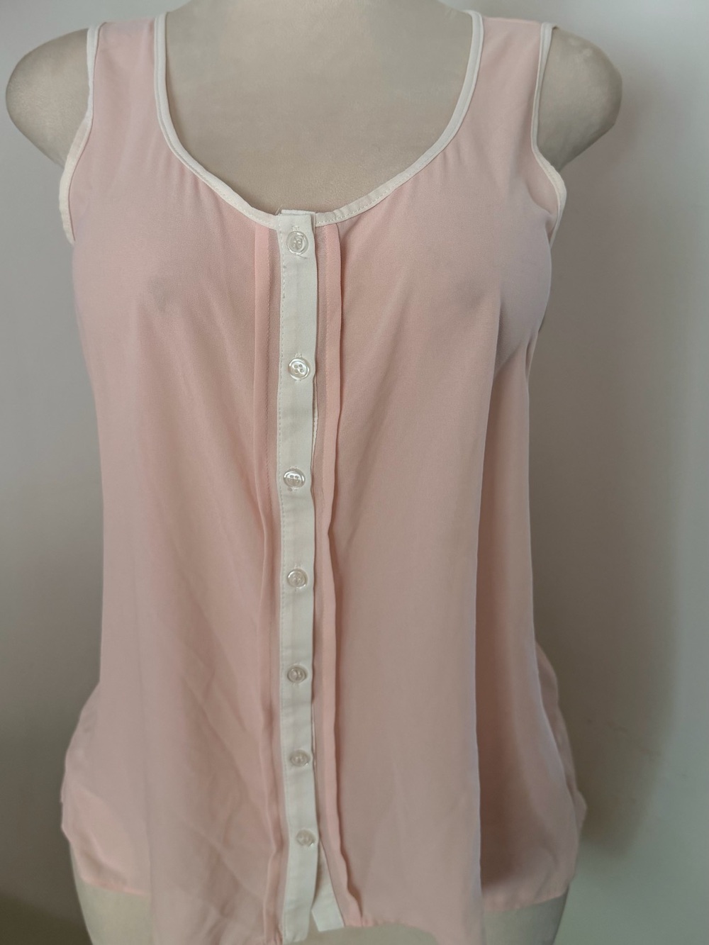 Spense Sheer Y2K Pink Button Front Tank L Coquette Balletcore Feminine Romantic